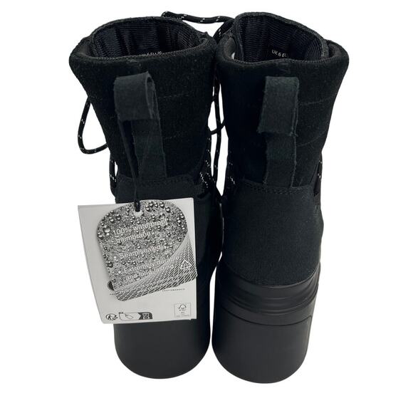 Hunter Discoverer Mid Ankle Lace-Up Chunky Heel Boot Lug Sole Black NEW Size 8 - Picture 4 of 16